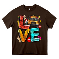Chocolate Brown love school bus Heavy Core Tee - texasbilliewilder