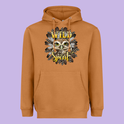 Wild Spirit Owl Heavyweight Hoodie Designed By Barkaloodesign