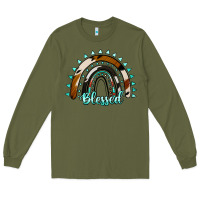 Army Green blessed rainbow cowhide aztec Long Sleeve Tee - Jasminsmagicworld
