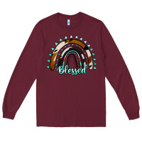 Burgundy blessed rainbow cowhide aztec Long Sleeve Tee - Jasminsmagicworld