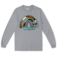 Heather Grey blessed rainbow cowhide aztec Long Sleeve Tee - Jasminsmagicworld