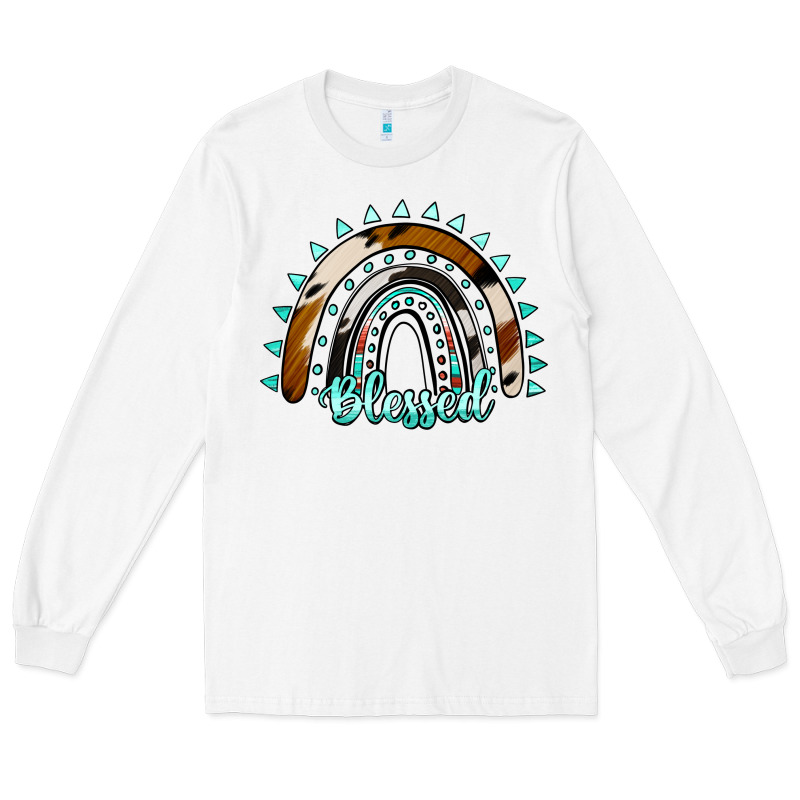 Blessed Rainbow Cowhide Aztec Long Sleeve Tee by Jasminsmagicworld | Teevron