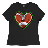 Black football heart Ladies Tee - texasbilliewilder