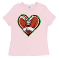 Bubblegum Pink football heart Ladies Tee - texasbilliewilder