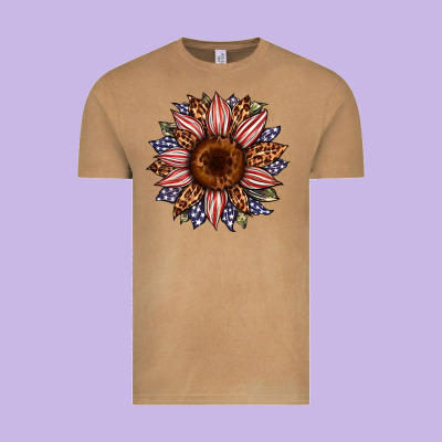 Usa Flag Camouflage Leopard Sunflower Vintage Tee Designed By Artiststas