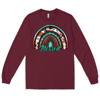Burgundy blessed western rainbow Long Sleeve Tee - Jasminsmagicworld