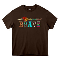 Chocolate Brown brave and aztec wood sunflower with arrow Heavy Core Tee - Artiststas