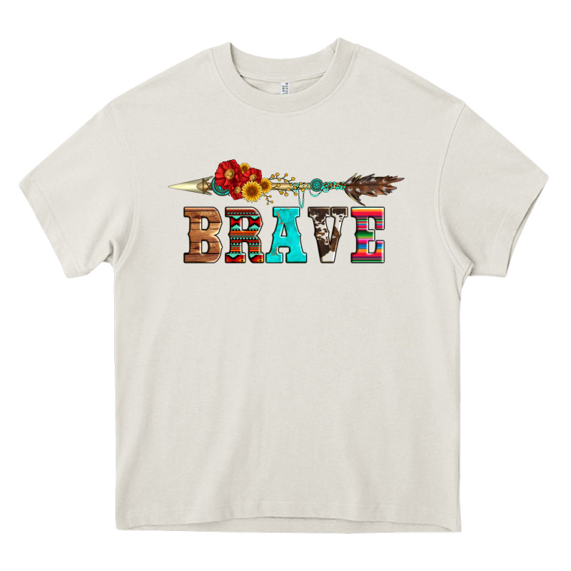 Brave And Aztec Wood Sunflower With Arrow Heavy Core Tee by Artiststas | Teevron