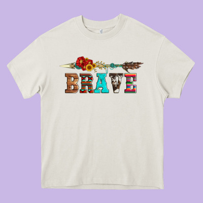 Brave And Aztec Wood Sunflower With Arrow Heavy Core Tee Designed By Artiststas