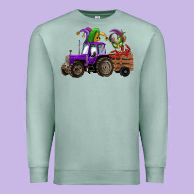 Mardi Gras Mask Crawfish Farm Tractor Premium Sweatshirt Designed By Ranaportraitstore
