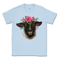 Dusty Blue suffolk ewe sheep with floral headdress Classic Tee - BarkalooDesign