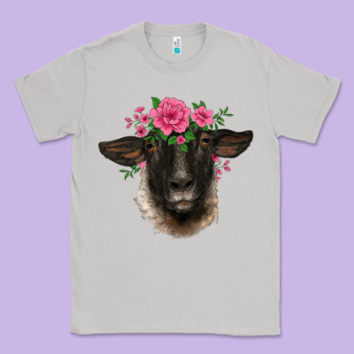 Suffolk Ewe Sheep With Floral Headdress Classic Tee Designed By Barkaloodesign