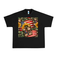 Black usa flag with army boot seamless pattern Urban Heavy Tee - BundleAndBundleShop