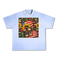 Grape Ice usa flag with army boot seamless pattern Urban Heavy Tee - BundleAndBundleShop