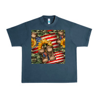 Midnight Navy usa flag with army boot seamless pattern Urban Heavy Tee - BundleAndBundleShop