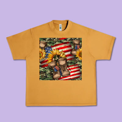 Usa Flag With Army Boot Seamless Pattern Urban Heavy Tee Designed By Bundleandbundleshop
