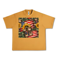 Peanut Butter usa flag with army boot seamless pattern Urban Heavy Tee - BundleAndBundleShop