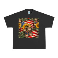 Pigment Black usa flag with army boot seamless pattern Urban Heavy Tee - BundleAndBundleShop
