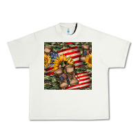 Pistachio usa flag with army boot seamless pattern Urban Heavy Tee - BundleAndBundleShop