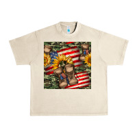 Sandshell usa flag with army boot seamless pattern Urban Heavy Tee - BundleAndBundleShop