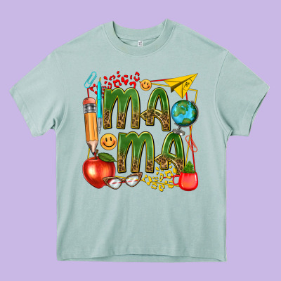 Mama Teacher Heavy Core Tee Designed By Texasbilliewilder