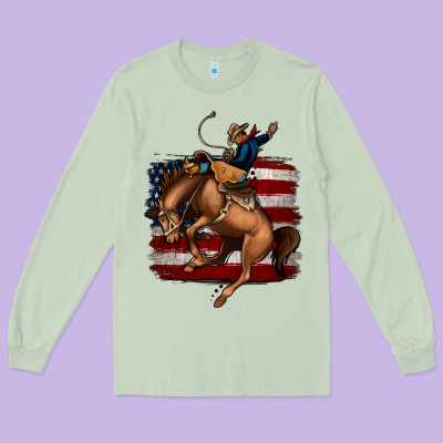 Bucking Bronco Long Sleeve Tee Designed By Jasminsmagicworld