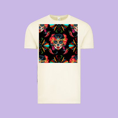 Sugar Skull Seamless Pattern Vintage Tee Designed By Bundleandbundleshop