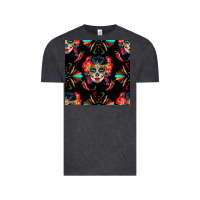 Vintage Black sugar skull seamless pattern Vintage Tee - BundleAndBundleShop