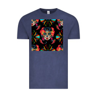Vintage Denim sugar skull seamless pattern Vintage Tee - BundleAndBundleShop