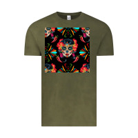 Vintage Olive sugar skull seamless pattern Vintage Tee - BundleAndBundleShop