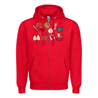 Red baseball mom Zipper Hoodie - MaliasSmallBusiness