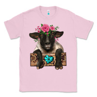Bubblegum Pink suffolk ewe peeking with floral headdress Classic Tee - BarkalooDesign