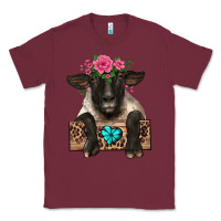 Burgundy suffolk ewe peeking with floral headdress Classic Tee - BarkalooDesign