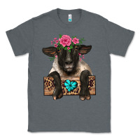 Charcoal Heather suffolk ewe peeking with floral headdress Classic Tee - BarkalooDesign