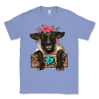 Colony Blue suffolk ewe peeking with floral headdress Classic Tee - BarkalooDesign