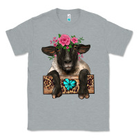 Heather Grey suffolk ewe peeking with floral headdress Classic Tee - BarkalooDesign