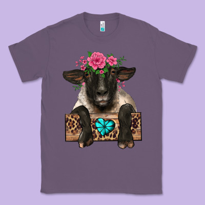 Suffolk Ewe Peeking With Floral Headdress Classic Tee Designed By Barkaloodesign