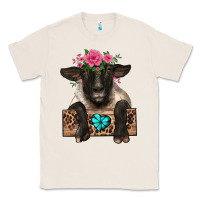 Natural suffolk ewe peeking with floral headdress Classic Tee - BarkalooDesign