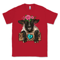 Red suffolk ewe peeking with floral headdress Classic Tee - BarkalooDesign