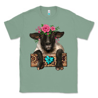 Sage suffolk ewe peeking with floral headdress Classic Tee - BarkalooDesign
