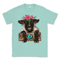 Seafoam suffolk ewe peeking with floral headdress Classic Tee - BarkalooDesign