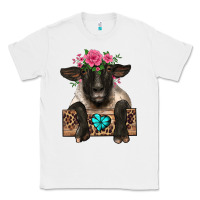 White suffolk ewe peeking with floral headdress Classic Tee - BarkalooDesign