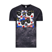 Cloud Black usa monster truck seamless pattern Vintage Tee - BundleAndBundleShop