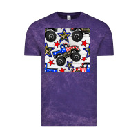 Cloud Purple usa monster truck seamless pattern Vintage Tee - BundleAndBundleShop