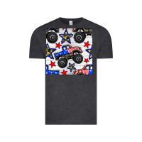 Vintage Black usa monster truck seamless pattern Vintage Tee - BundleAndBundleShop