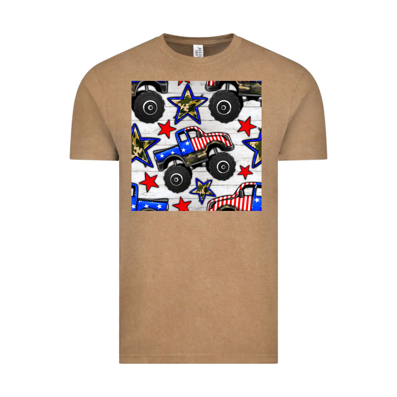 Usa Monster Truck Seamless Pattern Vintage Tee by BundleAndBundleShop | Teevron
