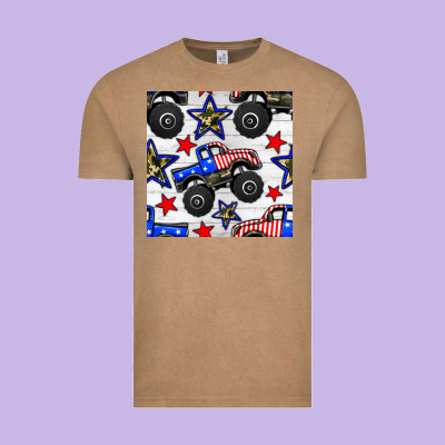Usa Monster Truck Seamless Pattern Vintage Tee Designed By Bundleandbundleshop