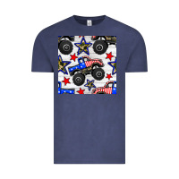 Vintage Denim usa monster truck seamless pattern Vintage Tee - BundleAndBundleShop