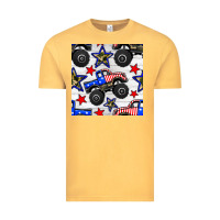 Vintage Mustard usa monster truck seamless pattern Vintage Tee - BundleAndBundleShop