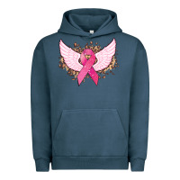 Pigment Midnight Navy Cancer ribbon angel wings Cancer Awareness Urban Hoodie - HowdyJamesFarm